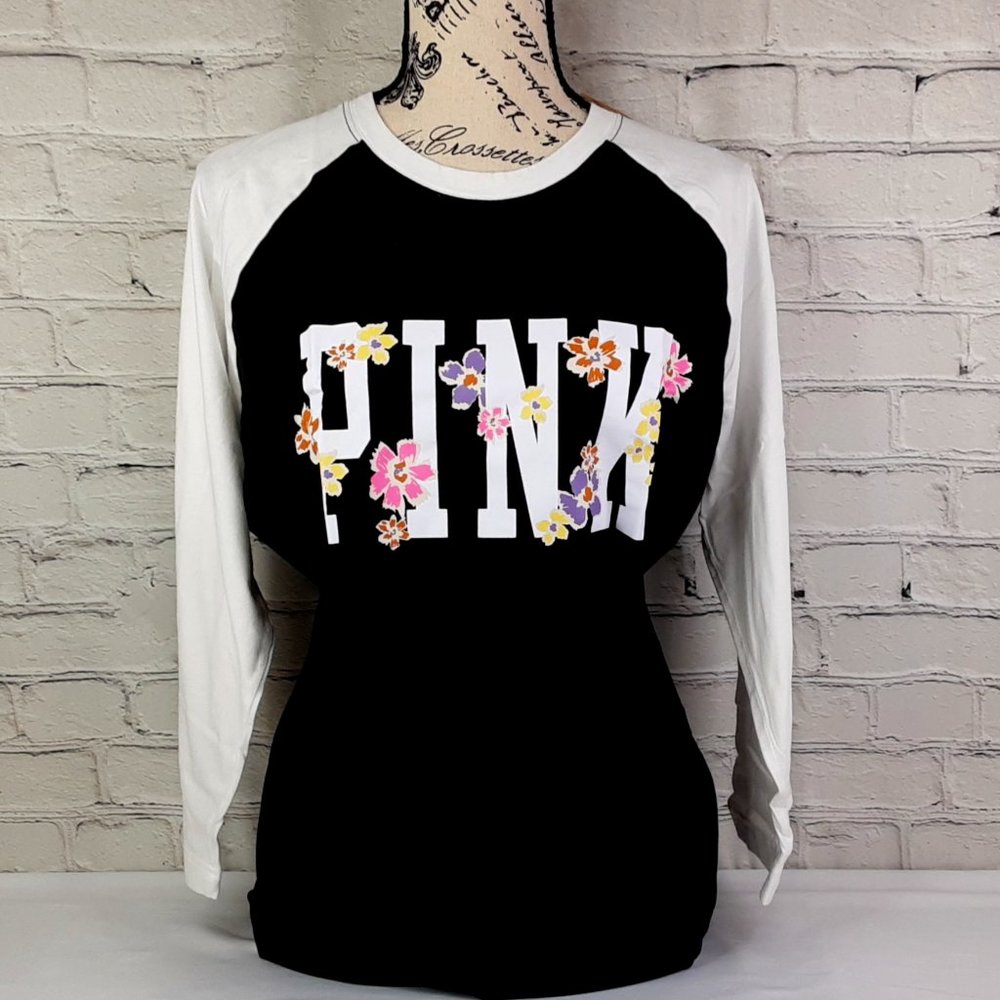 VICTORIA'S SECRET 'PINK' WILD PETAL LOGO RAGLAN TEE